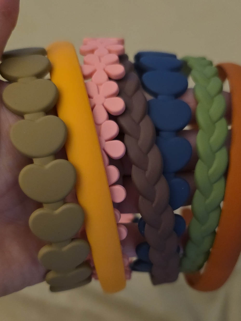 Kids Silicone Heart & Braid Headband Set - Multicolor